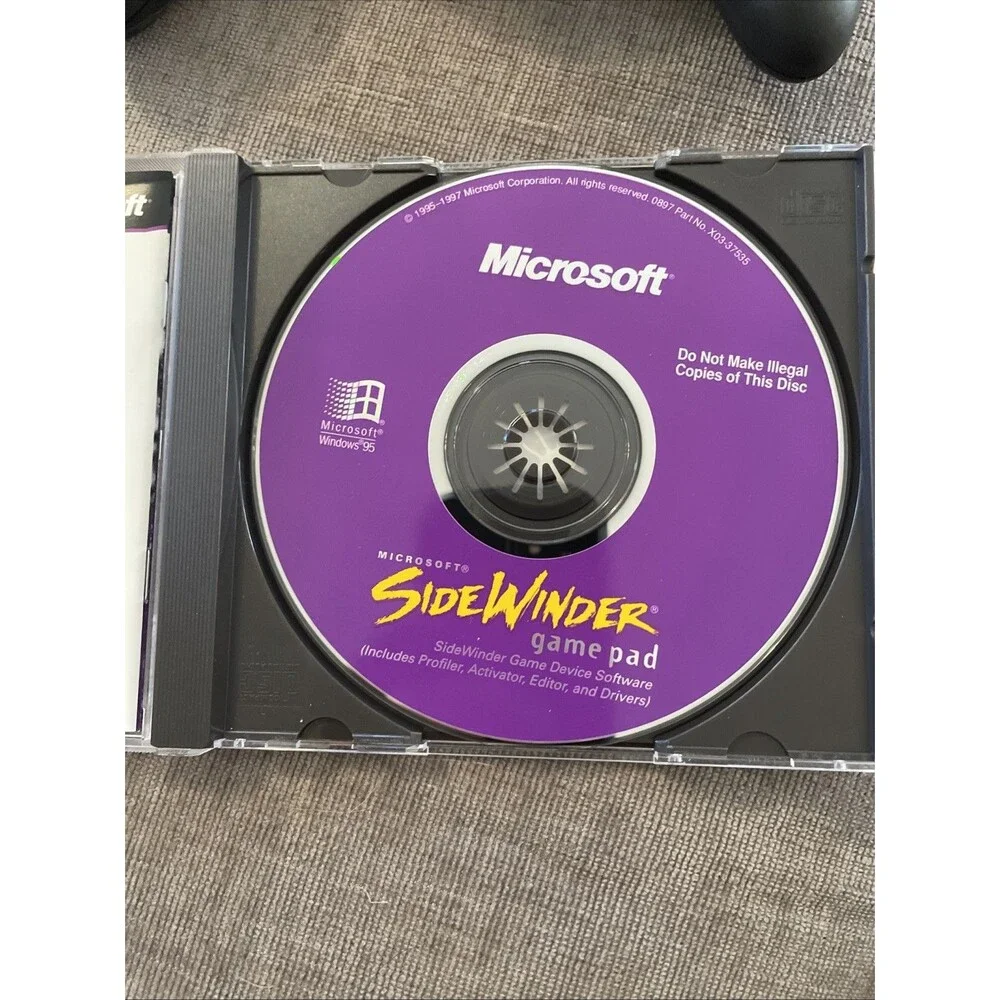Microsoft SideWinder Game Pad Vintage PC USB Controller w/ Disc Software EUC